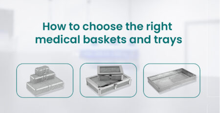 medical baskets and trays used for instrument sterilization in hospitals